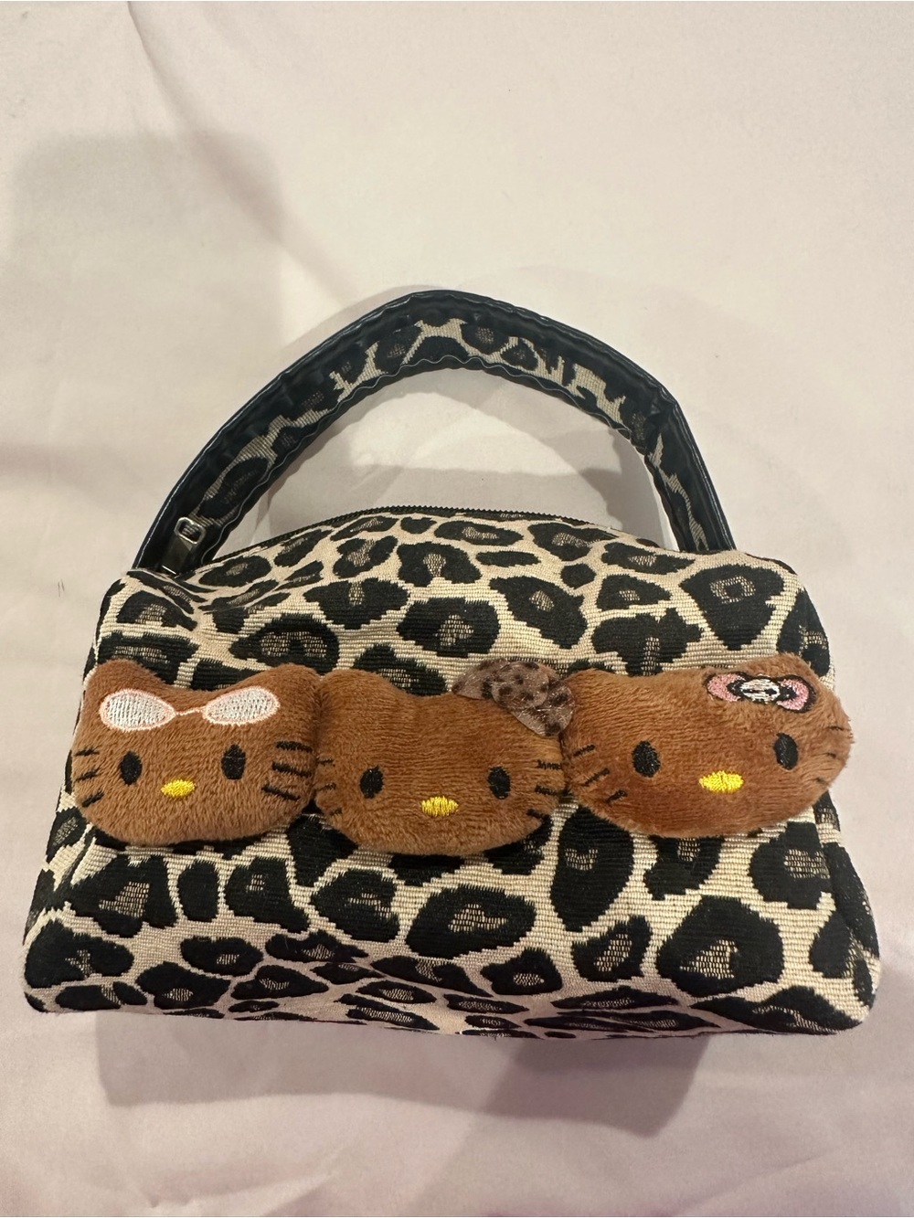 Hello Kitty Leopard Print Mini Bag with Brown Character Accents